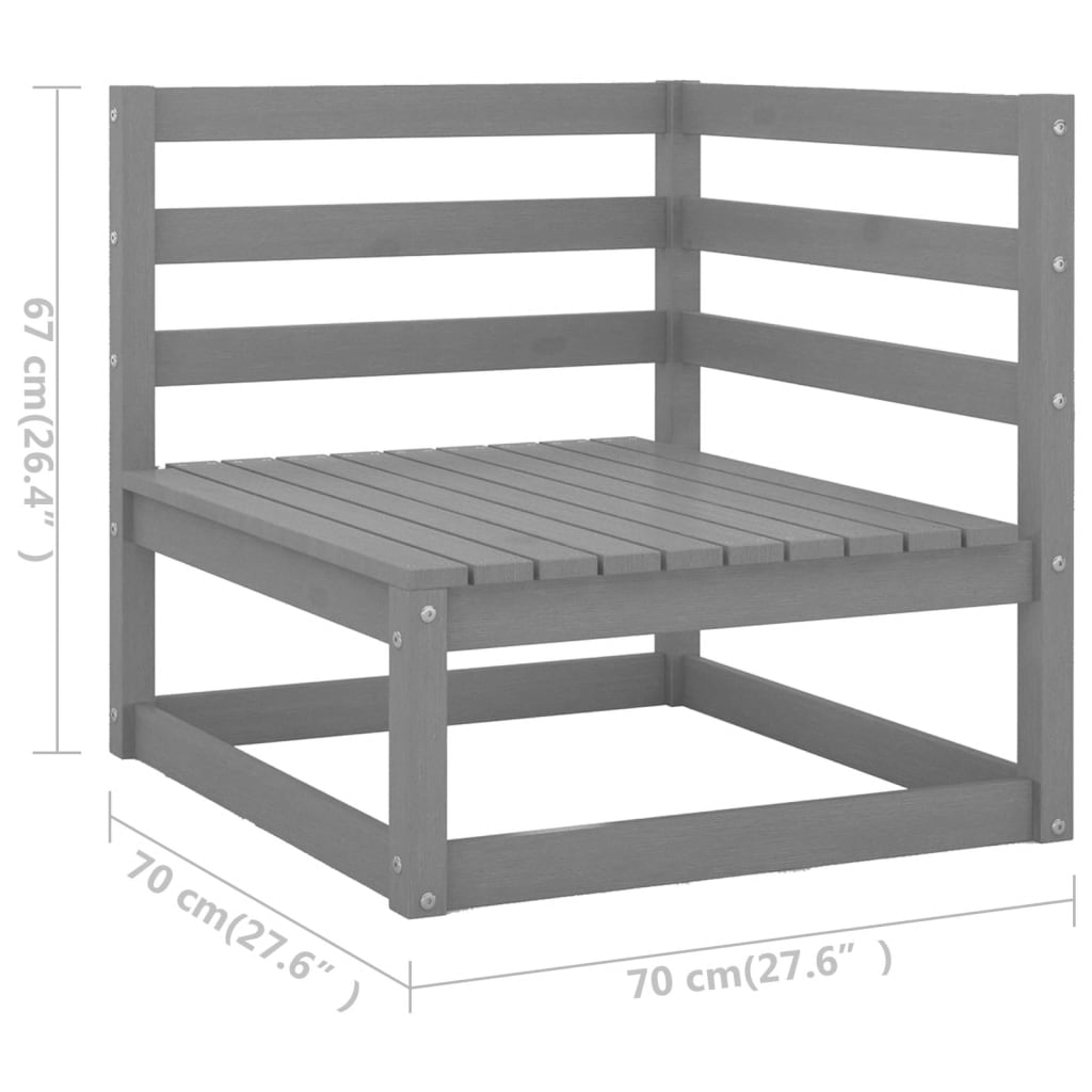 Canapé d'angle de jardin coussins anthracite Bois de pin massif