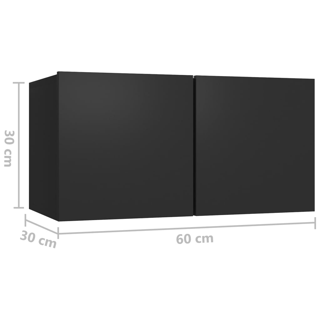 Meubles TV suspendus 2 pcs Noir 60x30x30 cm