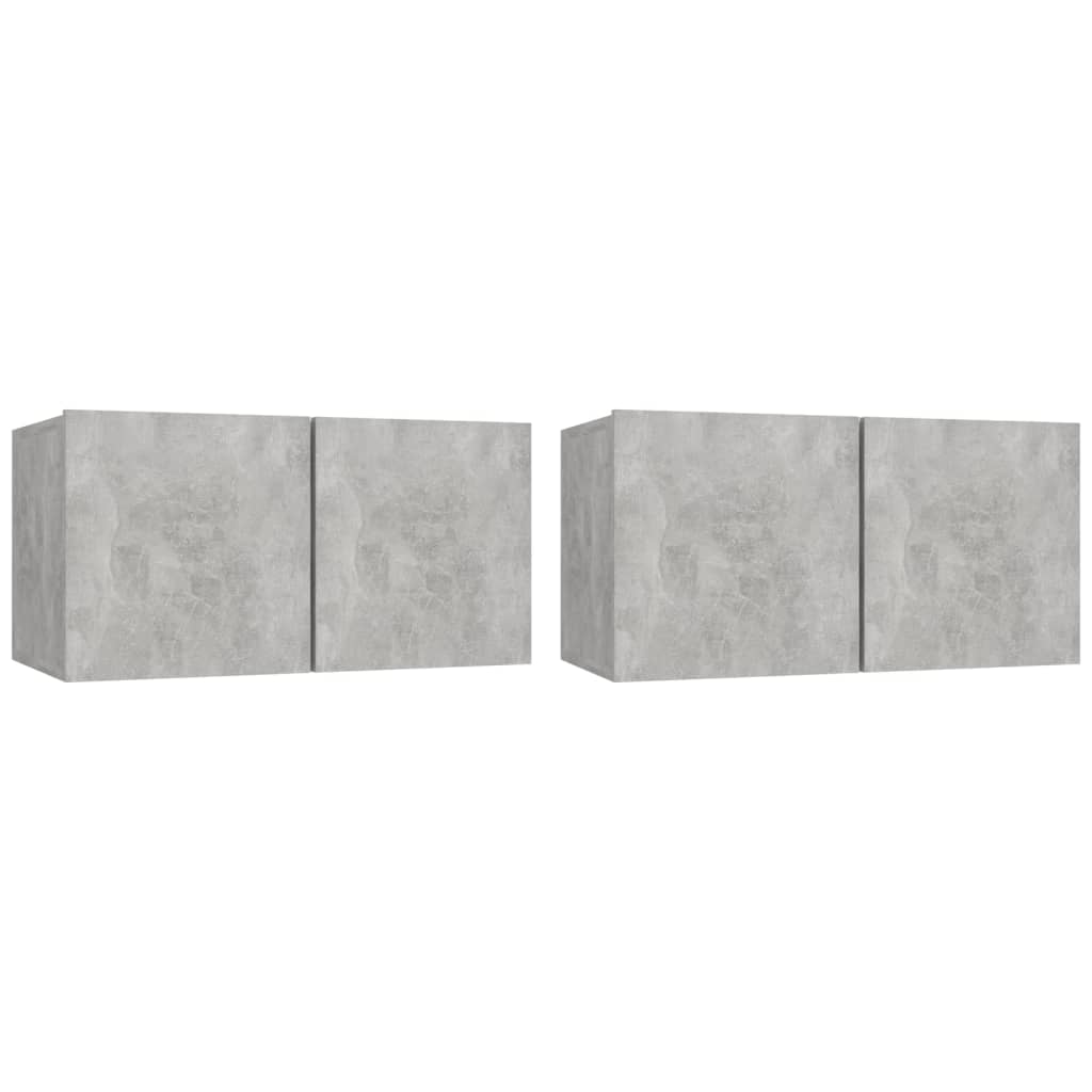 Meubles TV suspendus 2 pcs Gris béton 60x30x30 cm