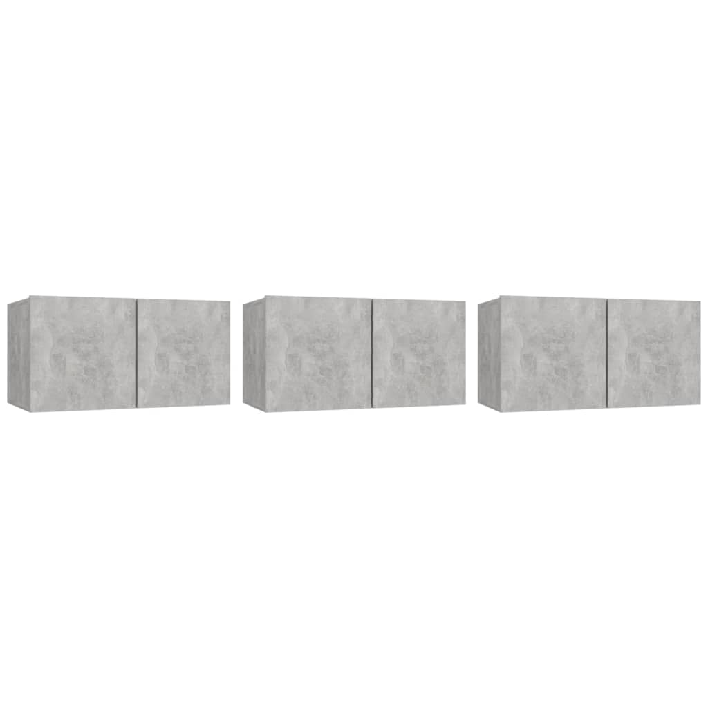 Meubles TV suspendus 3 pcs Gris béton 60x30x30 cm