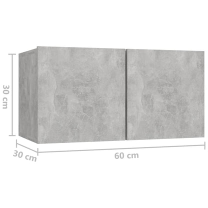 Meubles TV suspendus 3 pcs Gris béton 60x30x30 cm