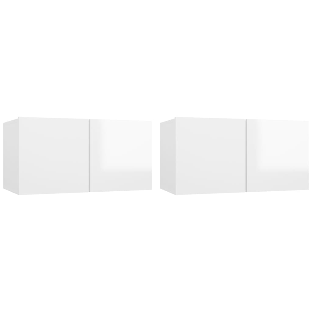 Meubles TV suspendus 2 pcs Blanc brillant 60x30x30 cm