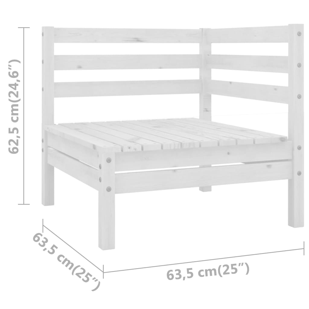 Canapé d'angle de jardin blanc bois de pin massif