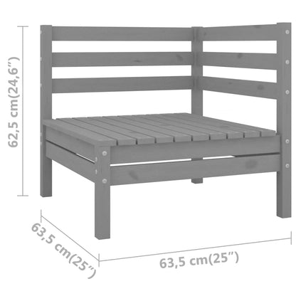 Canapé d'angle de jardin gris bois de pin massif