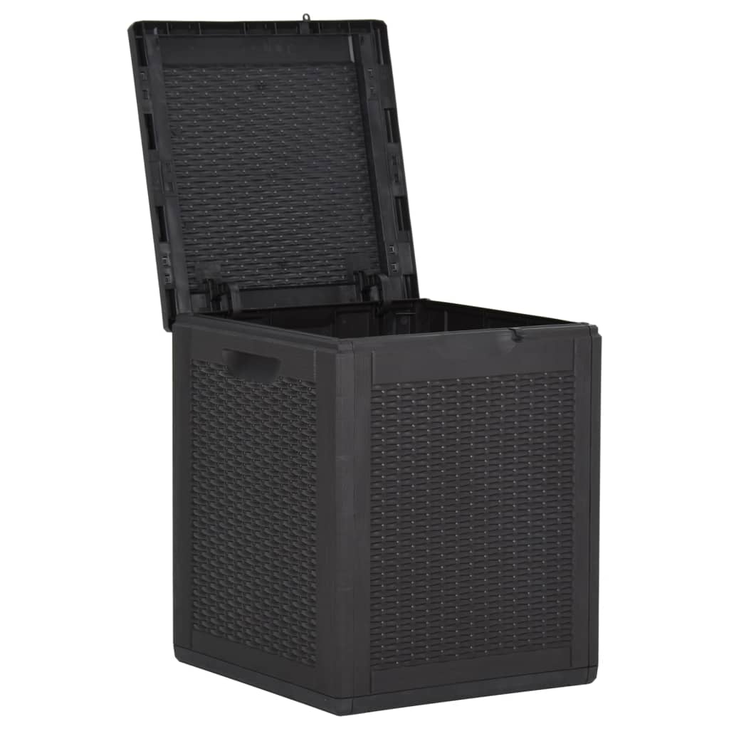 Garden storage box 90 L Black PP Rattan