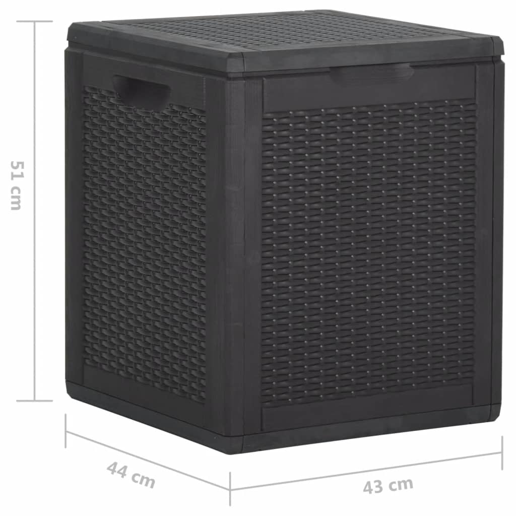 Garden storage box 90 L Black PP Rattan