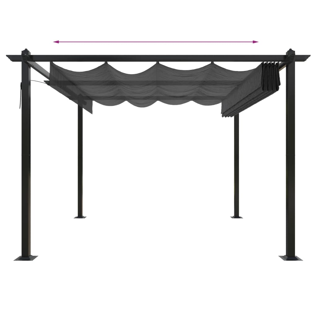 Tonnelle de jardin avec toit rétractable 3x3 m Anthracite