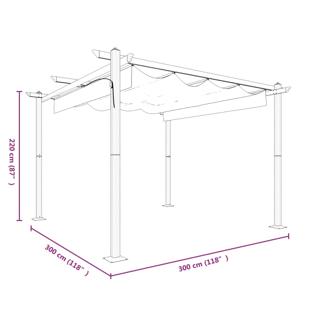 Tonnelle de jardin avec toit rétractable 3x3 m Anthracite