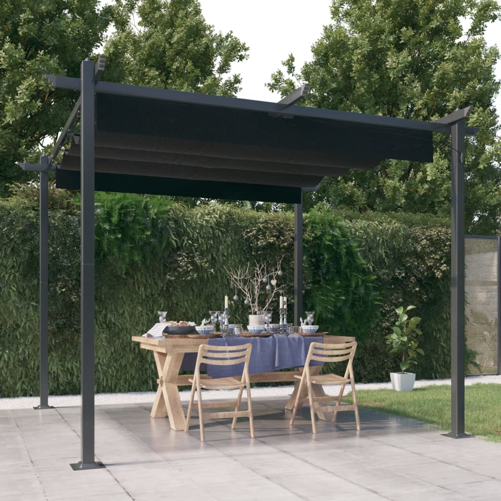 Tonnelle de jardin avec toit rétractable 3x3 m Anthracite