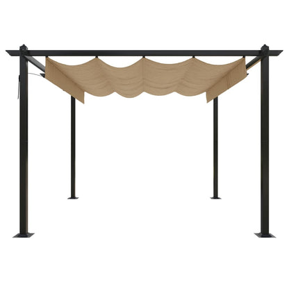 Tonnelle de jardin avec toit rétractable 3x3 m Taupe