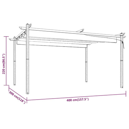 Tonnelle de jardin avec toit rétractable 4x3 m Crème