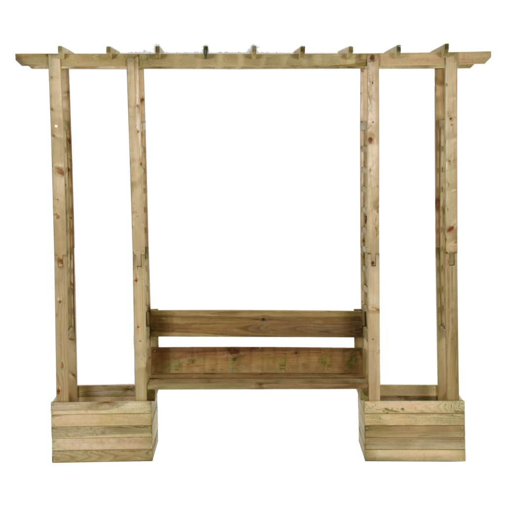 Pergola de jardin avec banc et jardinières Bois de pin imprégné