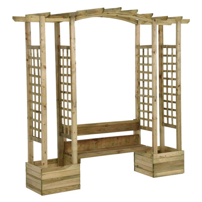 Pergola de jardin avec banc et jardinières Bois de pin imprégné