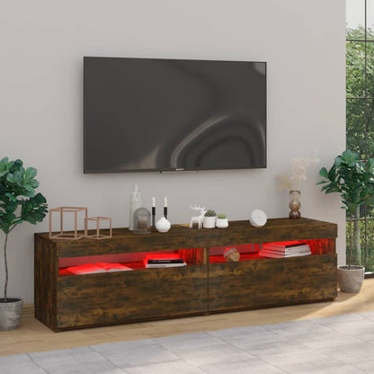 Meubles TV avec lumières LED 2 pcs Chêne fumé 75x35x40 cm