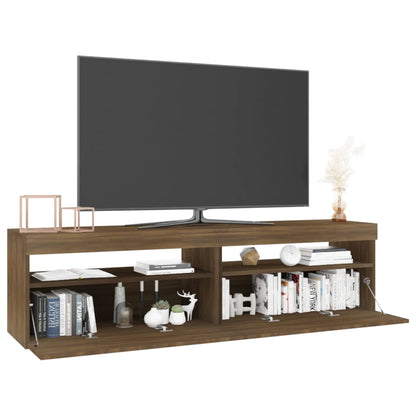 Meubles TV avec lumières LED 2 pcs Chêne marron 75x35x40 cm