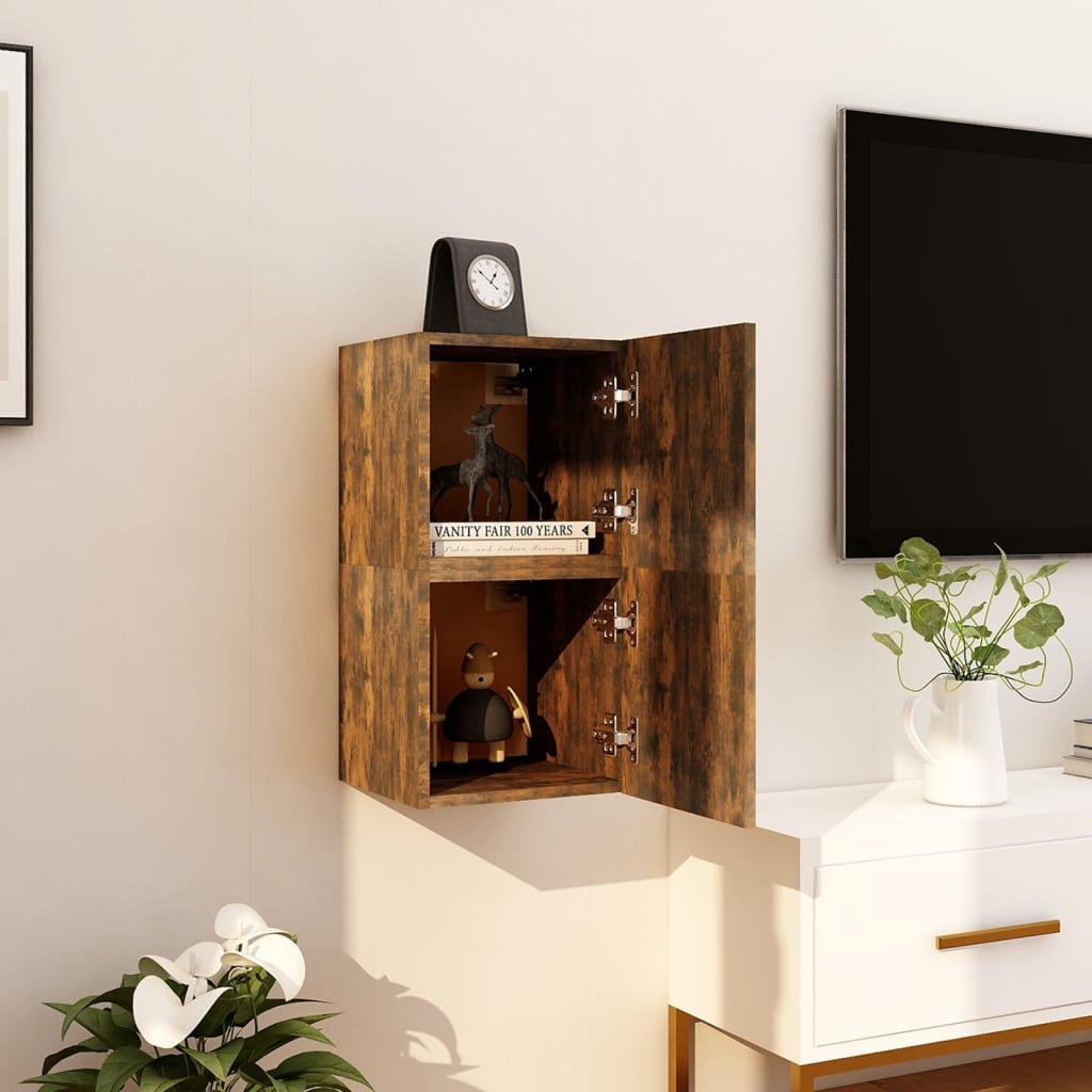 Wall mounted TV cabinets 2 pcs Smoked oak 30.5x30x30 cm