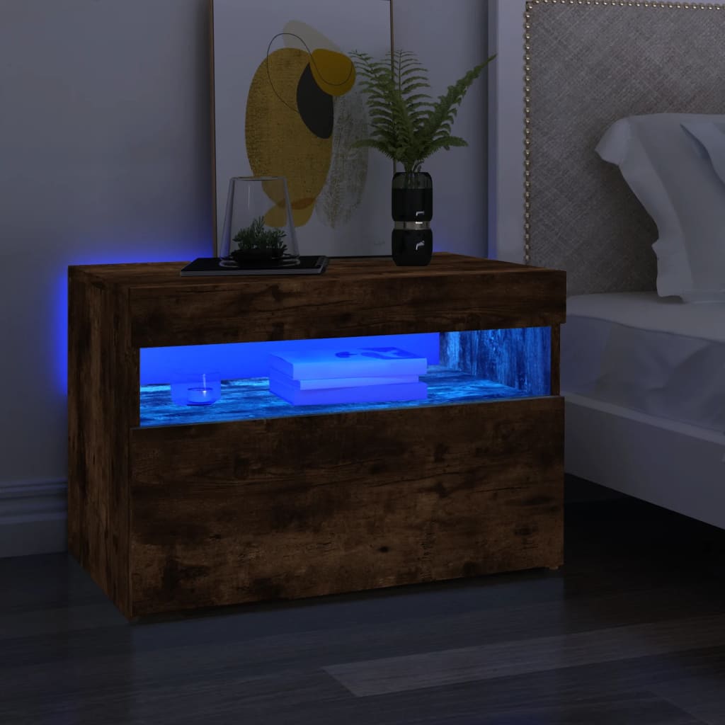 Meubles TV 2 pcs avec lumières LED Chêne fumé 60x35x40 cm