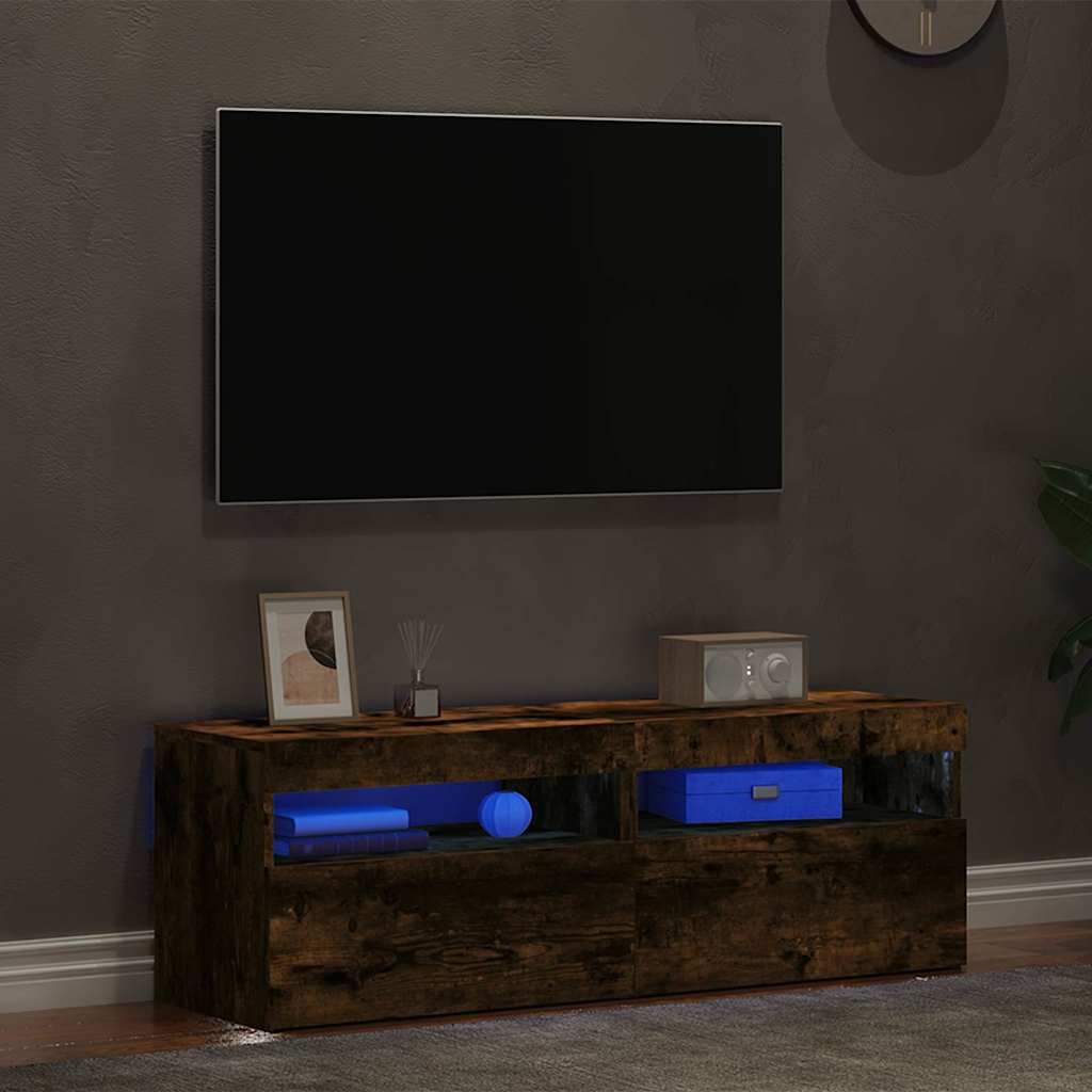 Meubles TV 2 pcs avec lumières LED Chêne fumé 60x35x40 cm