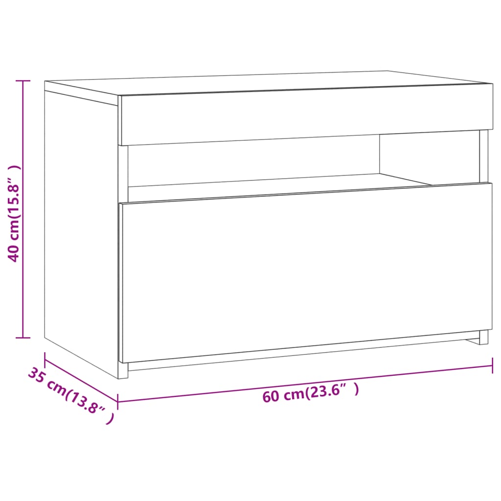 Meubles TV 2 pcs avec lumières LED Sonoma gris 60x35x40 cm