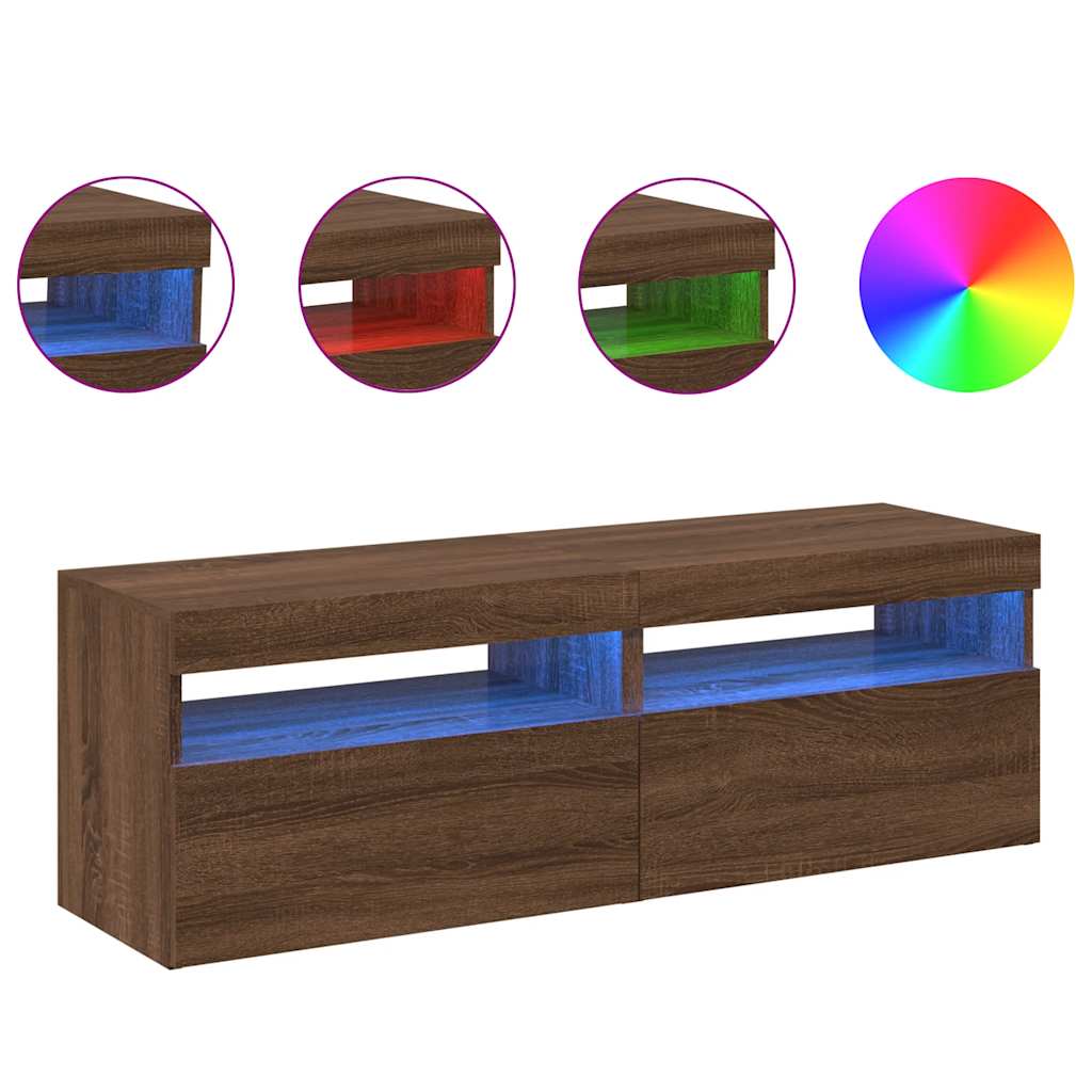 Meubles TV 2 pcs avec lumières LED Chêne marron 60x35x40 cm