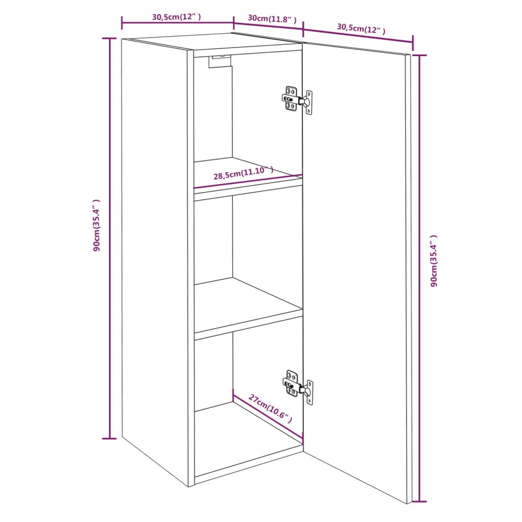 Meubles TV Chêne fumé 30,5x30x90 cm Bois d'ingénierie