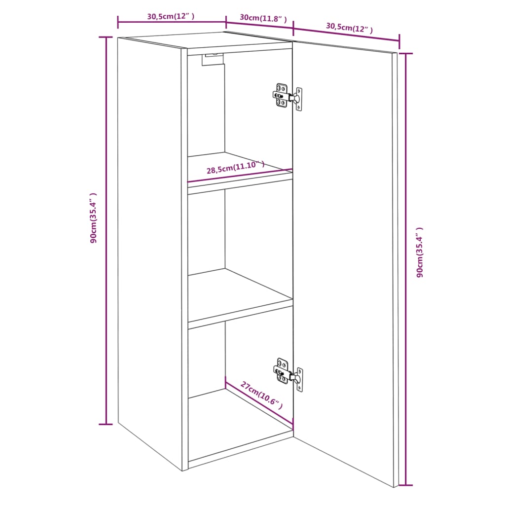 Meubles TV 2 pcs Chêne fumé 30,5x30x90 cm Bois d'ingénierie