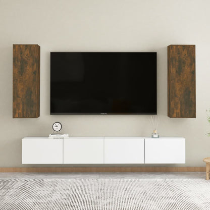 Meubles TV 2 pcs Chêne fumé 30,5x30x90 cm Bois d'ingénierie