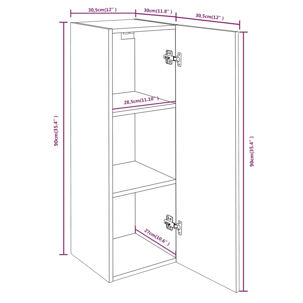 Meubles TV Sonoma gris 30,5x30x90 cm Bois d'ingénierie