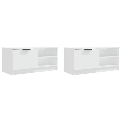 Meubles TV 2 pcs Blanc 80x35x36,5 cm Bois d'ingénierie