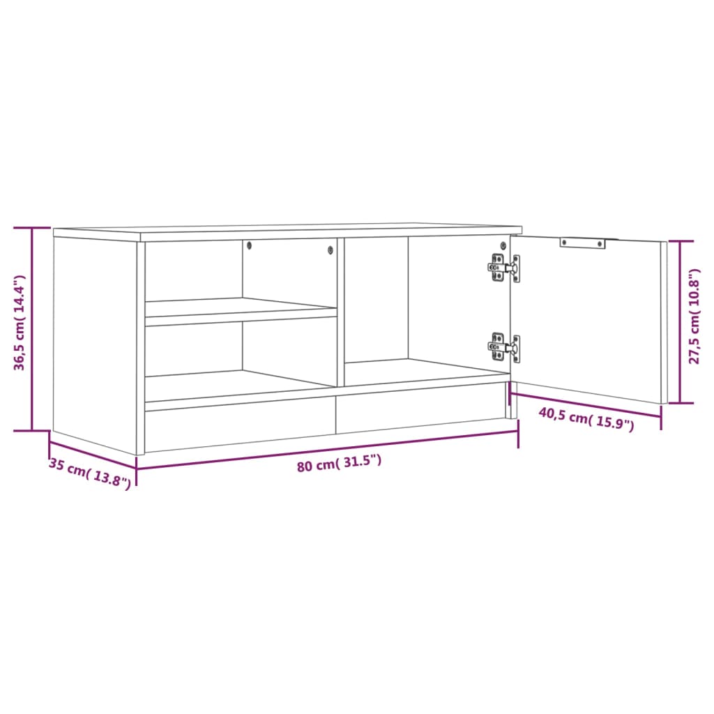 Meubles TV 2 pcs Noir 80x35x36,5 cm Bois d'ingénierie