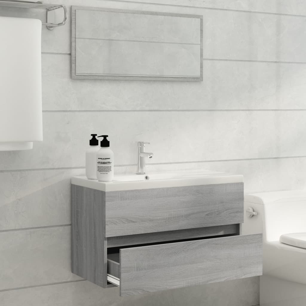 Ensemble de meubles de salle de bain 2 pcs Sonoma gris