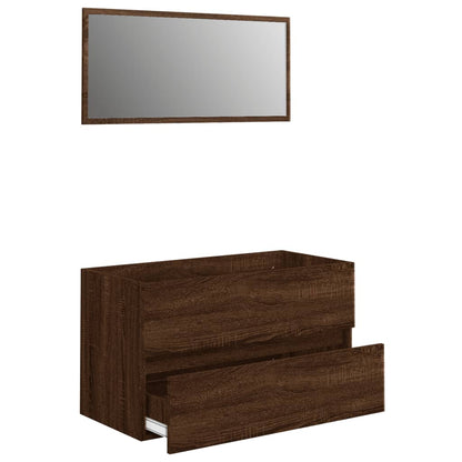 Ensemble de meubles de salle de bain 2 pcs Chêne marron