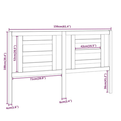 818827 vidaXL Headboard Grey 156x4x100 cm Solid Pine Wood