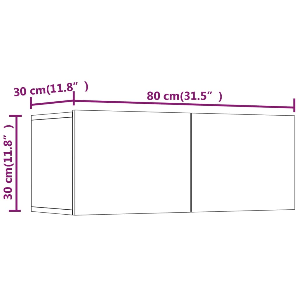 Meubles TV 2 pcs chêne sonoma 80x30x30 cm bois d'ingénierie