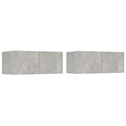 Meubles TV 2 pcs gris béton 80x30x30 cm bois d'ingénierie