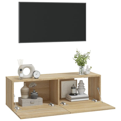 Meubles TV muraux 2pcs chêne sonoma 100x30x30cm bois ingénierie