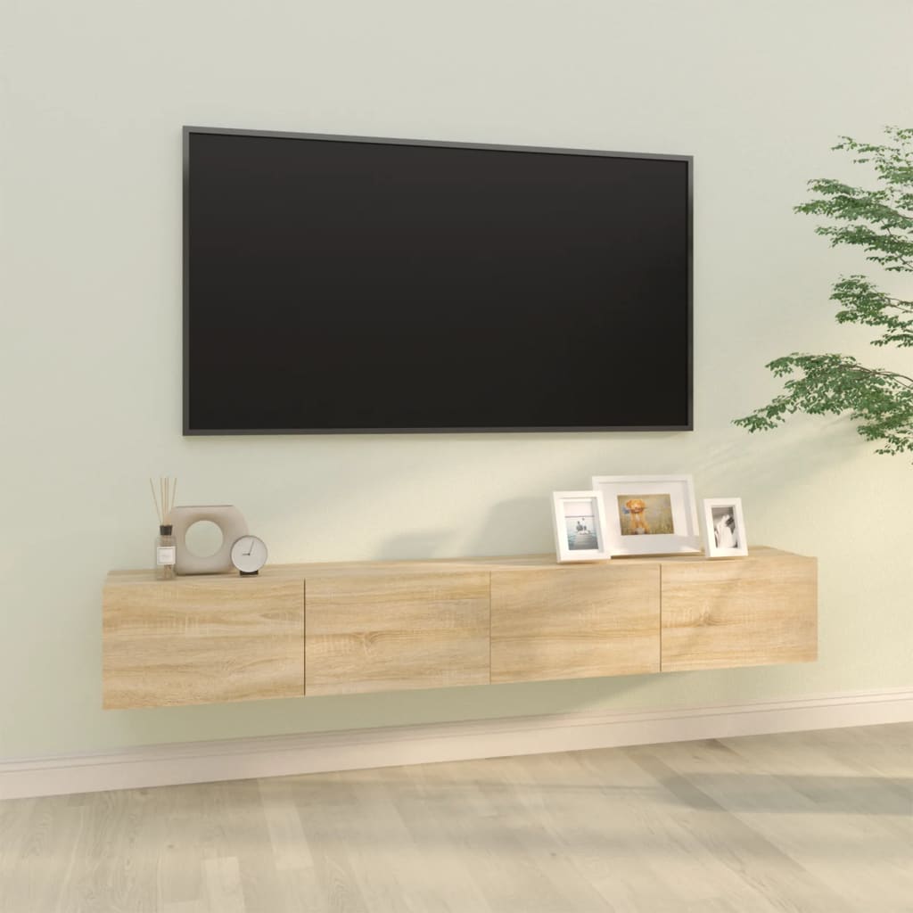 Meubles TV muraux 2pcs chêne sonoma 100x30x30cm bois ingénierie