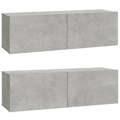 Meubles TV 2 pcs Gris béton 100x30x30 cm Bois d'ingénierie