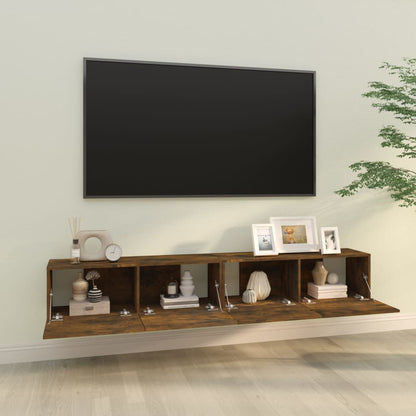 Meubles TV muraux 2pcs chêne fumé 100x30x30cm bois d'ingénierie