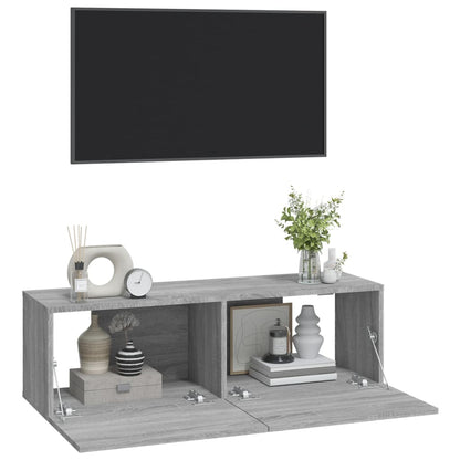 Meubles TV muraux 2pcs sonoma gris 100x30x30 cm bois ingénierie