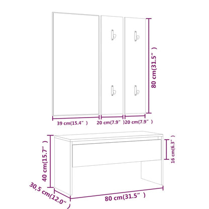 Ensemble de meubles de couloir Sonoma gris Bois d'ingénierie