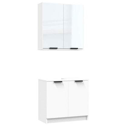 Meubles de salle de bain 2 pcs Blanc Bois d'ingénierie