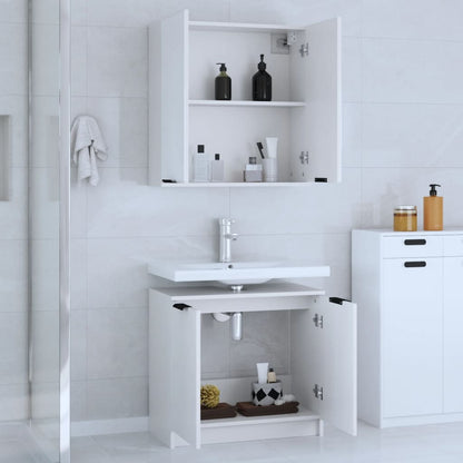 Meubles de salle de bain 2 pcs Blanc Bois d'ingénierie