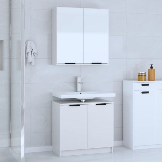 Meubles de salle de bain 2 pcs Blanc Bois d'ingénierie