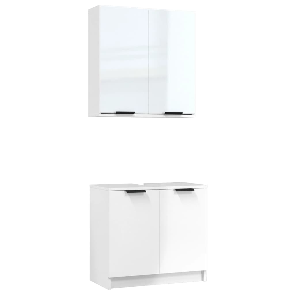 Meubles de salle de bain 2 pcs Blanc brillant Bois d'ingénierie