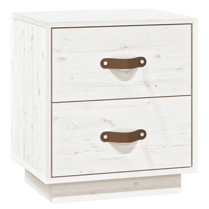 vidaXL Mesita de noche madera maciza de pino blanca 40x34x45 cm