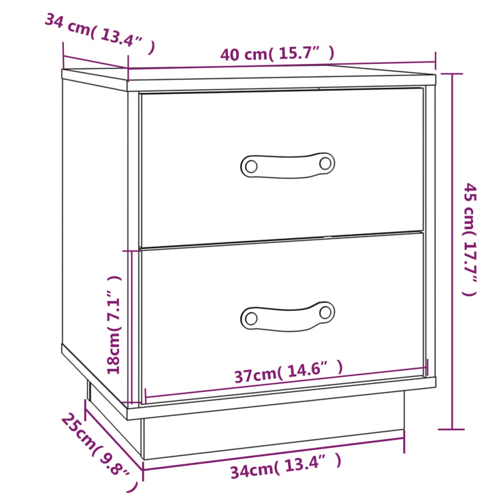 vidaXL Mesita de noche madera maciza de pino blanca 40x34x45 cm