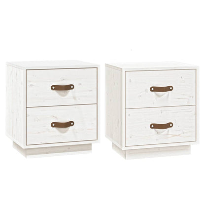  vidaXL Tables de chevet 2 pcs Blanc 40x34x45 cm Bois de pin massif