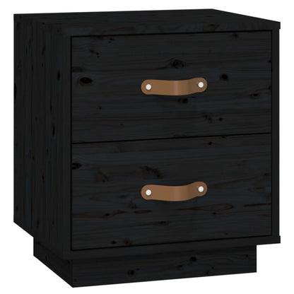 vidaXL Mesita de noche madera maciza de pino negra 40x34x45 cm