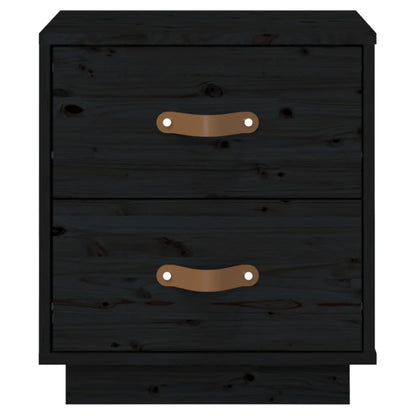 vidaXL Mesita de noche madera maciza de pino negra 40x34x45 cm